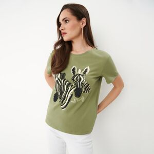 Mohito - Bavlněné tričko s potiskem - Khaki