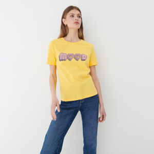 Mohito - Bavlněné tričko s popisem - Žlutá