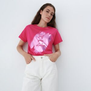 Mohito - Bavlněná košilka s potiskem - Růžová