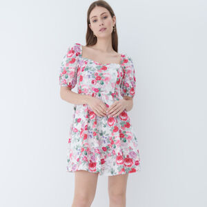 Mohito - Květované šaty s nabíranými rukávy - Růžová