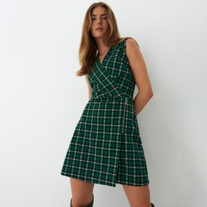 Mohito - Kostkované překládané šaty - Zelená