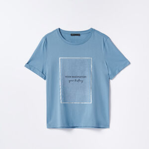 Mohito - Bavlněná košilka s potiskem - Modrá