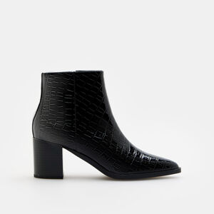 Mohito - Kotníkové boty s imitací krokodýlí kůže - Černý